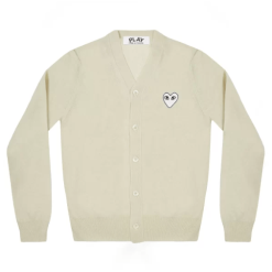 CDG Mens Cardigan White Heart Natural Series Off White