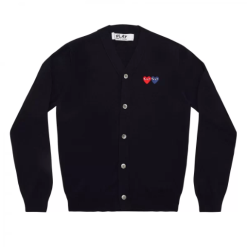 CDG Mens Cardigan With Double Emblems Navy