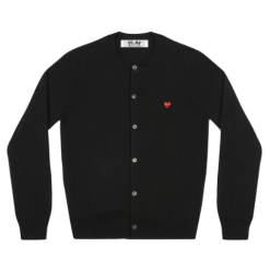 CDG Women Cardigan Small Red Heart Black