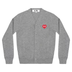 CDG Mens Cardigan Invader Emblem Grey