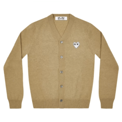 Play Mens Cardigan White Heart Natural Series Camel