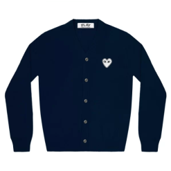 Play Mens Cardigan White Heart Navy