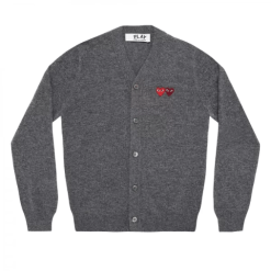 Play Mens Cardigan Double Emblems Grey