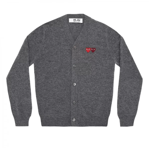 Play Mens Cardigan Double Emblems Grey Play Mens Cardigan Double Emblems Grey