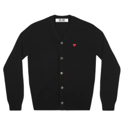 Men’s CDG Play Black Cardigan Red Heart