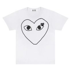 Play White T-Shirt Black Heart Outline And Emblem