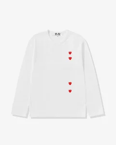 Play Multi Red Heart Longsleeve T-Shirt White