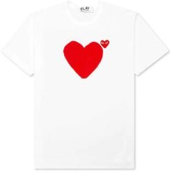 CDG Play Red Emblem No Eyes T-Shirt White