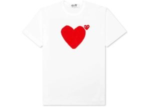 CDG Play Red Emblem No Eyes T-Shirt White